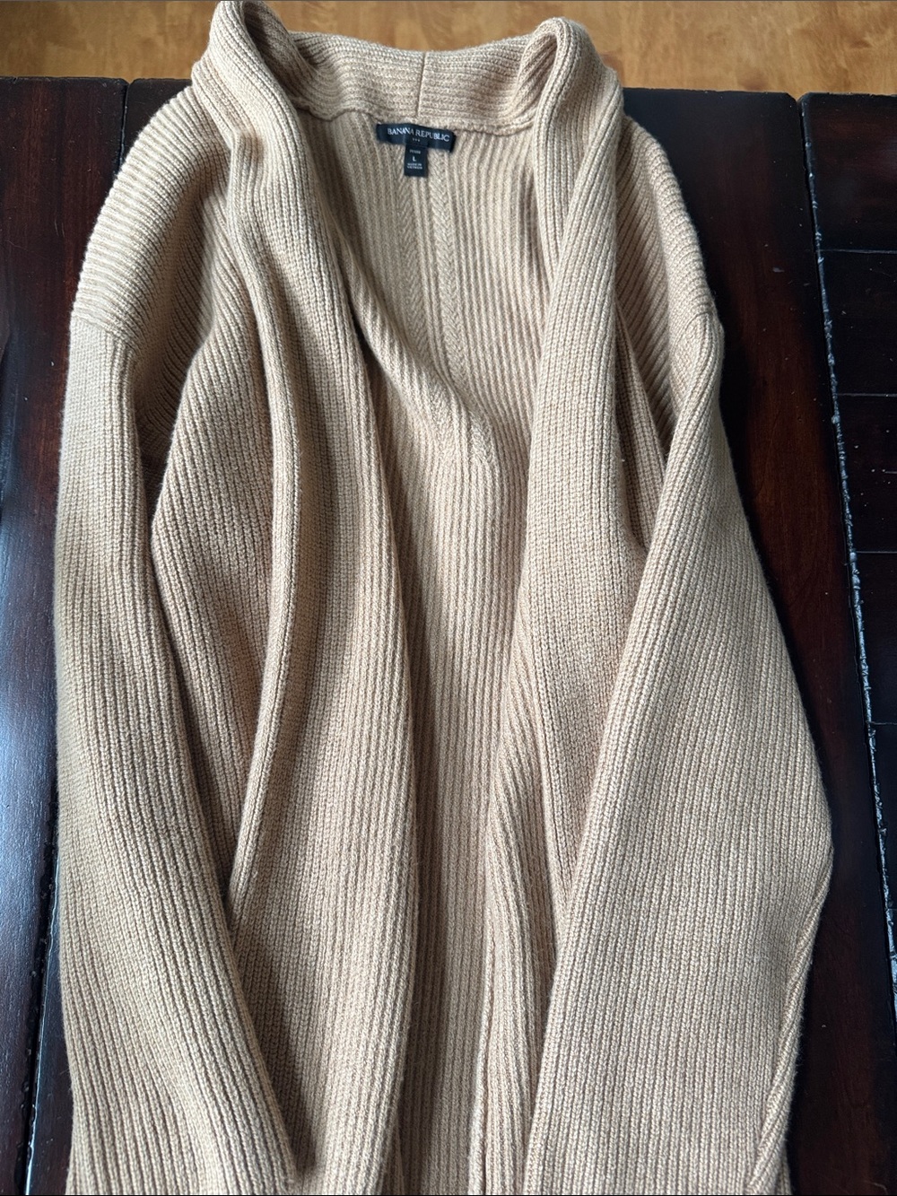 Banana Republic Camel Ribbed Open-Front Cardigan